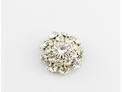 ПУГОВИЦЫ ДЕКОРАТИВНЫЕ СО СТРАЗАМИ Dolce&Gabbana, 22 мм. 50 шт. РК-00043. Цвет: серебро