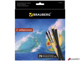 Карандаши цветные акварельные BRAUBERG «Artist line», 24 цвета, заточенные, высшее качество. 180570