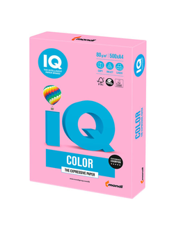 Бумага цветная IQ color, А4, 80 г/м2, 500 л., неон, розовая, NEOPI