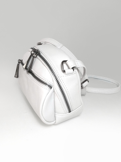 (АРТИКУЛ: 10144/2/1) СУМКА ЖЕНСКАЯ МАЛЕНЬКАЯ, НАТУРАЛЬНАЯ КОЖА, БЕЛАЯ, ДВА ОТДЕЛЕНИЯ, С РЕМЕШКОМ ЧЕРЕЗ ПЛЕЧО *