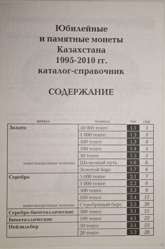 Чернышева А.С. Юбилейные и памятные монеты Казахстана 1995-2010.  СПб.: Конрос-Информ. 2010.