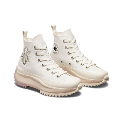 Кеды Converse Run Star Hike High Top embroidered Crystals бежевые с вышитыми кристаллами