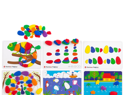 Радужные камешки (48 шт).Набор с карточками заданий A4.