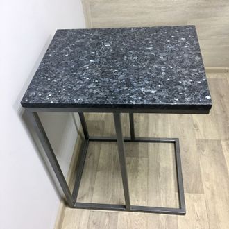 Кофейный столик из лабрадорита Blue Pearl (400x500x650 мм, цвет подстолья графит) - 186