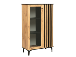 Гостиная ЛИБЕРТИ - Шкаф комбинированный 51.03 (опора 150мм) Дуб Вотан/Черный