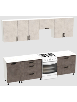 Кухня Эконом 2,1 метра (1300х800) Цвет: Цемент светлый/Цемент темный