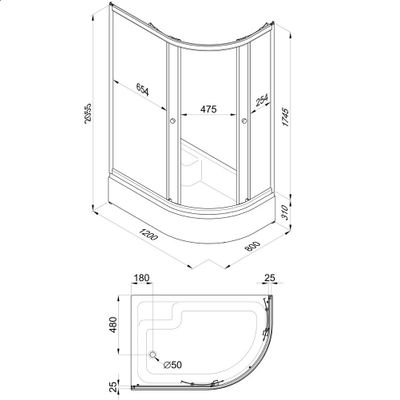 ДУШЕВОЙ УГОЛОК TRITON КОРАЛЛ В L 120X80