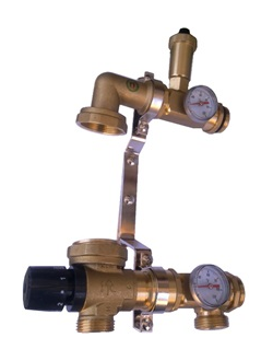 Насосно смесительный узел для теплого пола с термостатический клапаном "VIEIR" под циркуляционный насос c монтажной длиной - 130mm. (t от 35° до 60°С) VR204