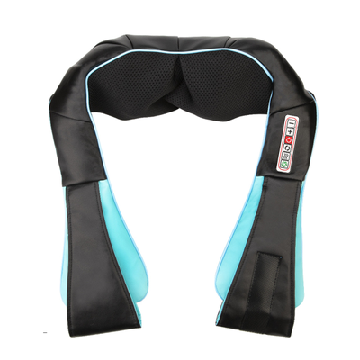 Массажер для шеи и плеч с подогревом, 3D массаж для дома, офиса и в автомобиль (голубой)