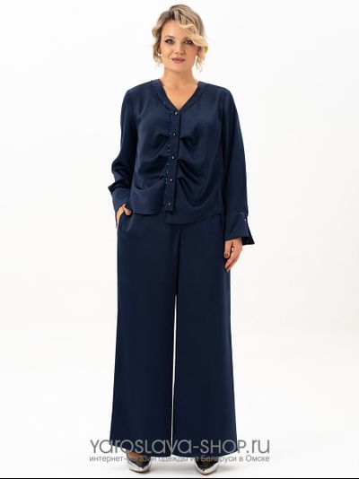Модель: 4113.Нарядный брючный костюм в синем цвете