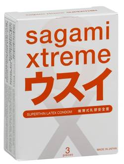 Ультратонкие презервативы Sagami Xtreme Superthin - 3 шт. Производитель: Sagami, Япония