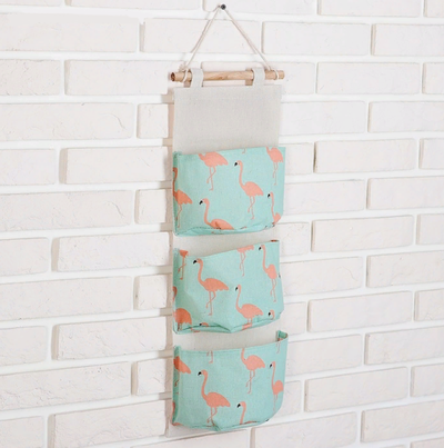 Органайзер подвесной с 3 карманами «Фламинго», 20×60 см, цвет голубой