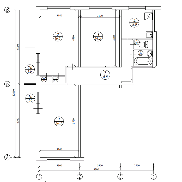 План до перепланировки II-49 трехкомнатная квартира