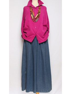 Рубашка вельветовая "Спущенный рукав"фуксия р.46-52