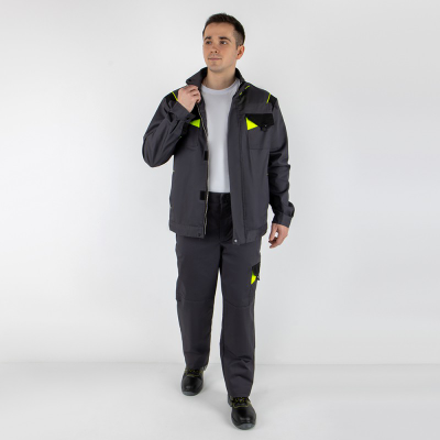 Брюки MILL-МАСТЕР цв. серый/чёрный/лимон, тк. твил 240