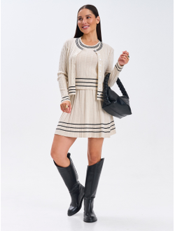 Костюм вязаный трикотажный теплый 3 в 1 юбка топ кардиган