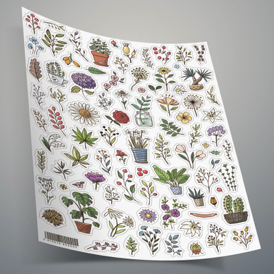 Набор стикеров: эстетичные наклейки, наборы наклеек для ежедневника, творчества, учебы | Стикерпак 4 листа