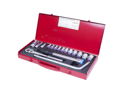 Набор торцевых головок с принадлежностями 1/2", двенадцатигранные, 10-27 мм, 17 предметов KING TONY 4018MR