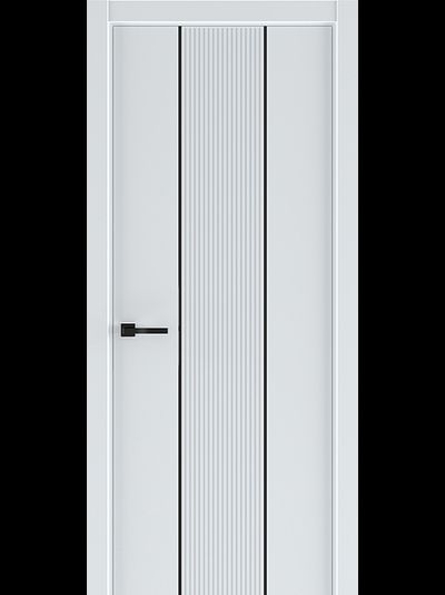 Белая дверь Экза 4м с черным молдингом