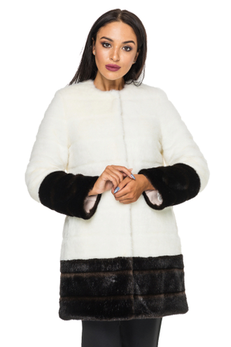 Купить шубу-пальто из искусственного меха, 2-014 белую - Фото №5