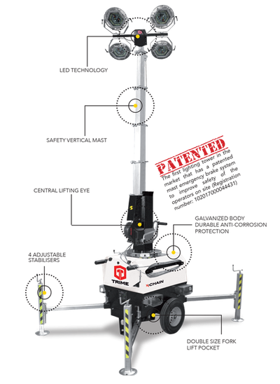 TRIME X-CHAIN 4X150W LED ATEX 7M взрывобезопасная электрическая осветительная мачта