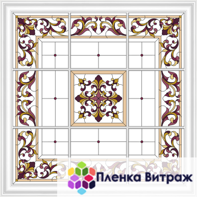 Пленка самоклеющаяся на потолок , витражная пленка, пленочный витраж с классическим рисунком
