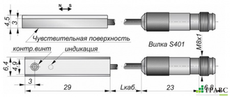 Бесконтактный герконовый выключатель GT01-NO-PNP-P8 (Lкаб.=0,5м)