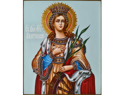 Екатерина Александрийская, Святая великомученица, дева. Рукописная икона.