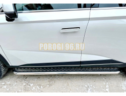 Пороги с накладным листом Папа Тюнинг d53 для HAVAL F7 2024-