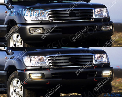 Противотуманки Toyota Land Cruiser 100 бегающие LED темные