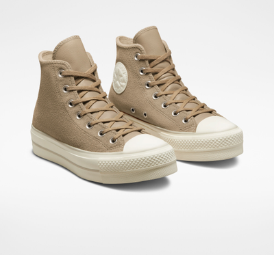 Кеды Converse All Star Lift замшевые бежевые на платформе A03250C фото