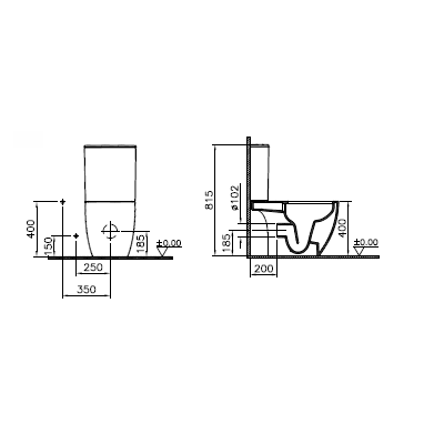 Комплект напольного безободкового унитаза с тонким сиденьем микролифт Vitra Sento Open-Back с тонким сиденьем микролифт, 9830B003-7204
