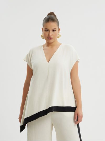 Топ ассиметричный с чёрной оторочкой по низу