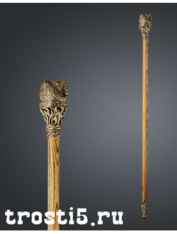 необычная трость с флягой с головой льва