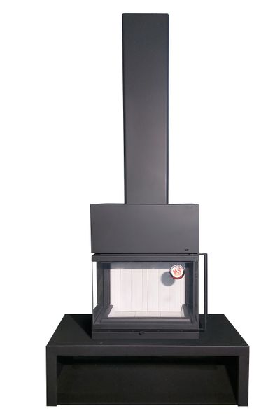 Камин МАДРИД на дровнике Гигант центральный подовый / черный шамот подовый