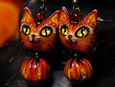 "Хранители рощи Первоосени", серьги с лисичками, тыквами и звёздами