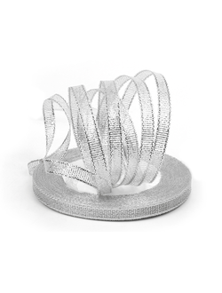 Лента метал. с люрексом/парча 6мм (серебро), 22,8м