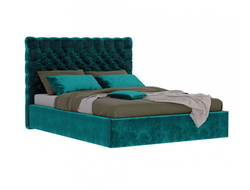 Мягкая кровать Lorenzo темно зеленая с пуговицами