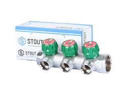 Коллектор регулирующий STOUT 1", 3 отвода 3/4" ЕК (Арт. SMB-6850-013403)