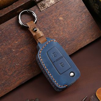 Синий чехол на ключ Ниссан Кашкай j11, Микра, Жук (2 кнопки Jack)