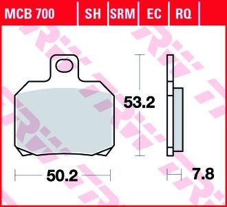 Тормозные колодки передние/задние TRW MCB700 для Ducati // Yamaha // Suzuki // KTM // Bombardier // Aprilia // Benelli // Bimota // Cagiva // CPI // Derbi // Laverda // Malaguti // MBK // Moto Guzzi // Moto Morini // MV Agusta // MZ/MUZ // Peugeot