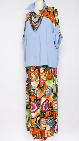 КОСТЮМ ШТАПЕЛЬНЫЙ "БЛУЗА И БРЮКИ1" голубой