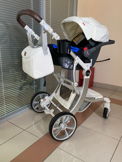 Детская коляска 2 в 1 Farfello Aimile Original Молочный Экокожа