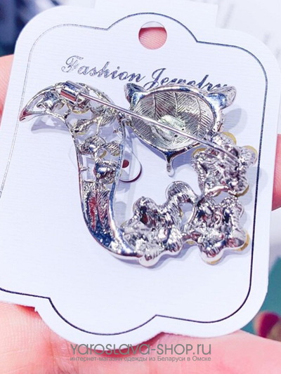 Брошь лиса стразы золото