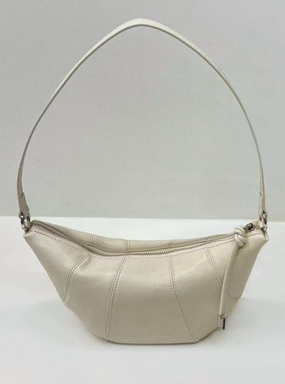 (АРТИКУЛ: 9911/1) СУМКА ЖЕНСКАЯ "КРУАССАН", НЕБОЛЬШАЯ, НАТУРАЛЬНАЯ КОЖА, БЕЖЕВО-СЕРАЯ "СЛОНОВАЯ КОСТЬ", С ДВУМЯ ПЛЕЧЕВЫМИ РЕМНЯМИ