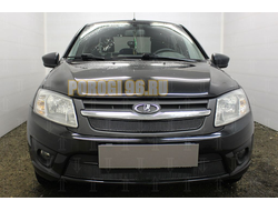 Защита радиатора Lada Granta 2014- лифтбек, седан (2 части) black PREMIUM