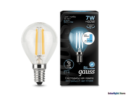 Gauss LED Filament Globe P60 Step Dimmable 7w 840 E14