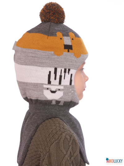 Шапка-шлем  21101-06, цвет серый, горчичный р. 50-52