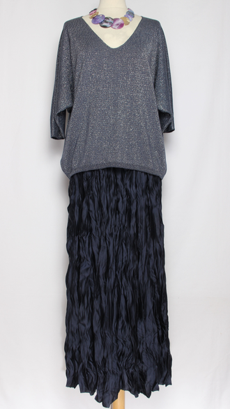 Юбка плотная шелковая "Жатая" серая, синяя р.46-54