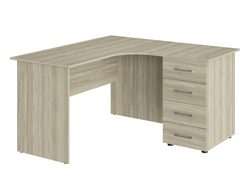 Стол офисный ОФ-10 с тумбой ОФ-20 Блэквуд сатиновый